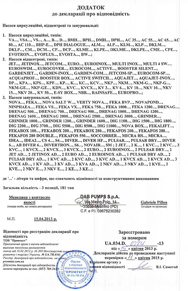 Приложение к декларации